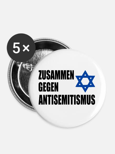 zusammen gegen antisemitism - Buttons groß 56 mm (5er Pack) - Weiß