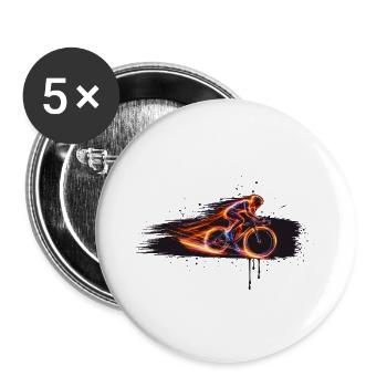 Rennrad Fahrer Speed Fahrrad Design - Buttons groß 56 mm (5er Pack) - Weiß - Vorne