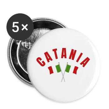 Catania Italienische Flaggen - Buttons groß 56 mm (5er Pack) - Weiß - Vorne