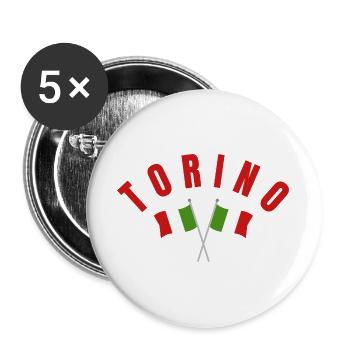 Torino Crest with Italian Flags - Buttons large 2.2''/56 mm (5-pack) - white - Front