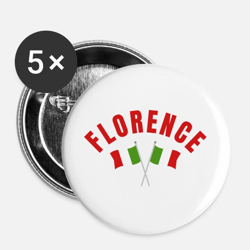 Florence Italian Flagcrest Emblem - Buttons large 2.2''/56 mm (5-pack) - white