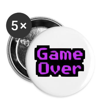  Game Over Pixel Retro - Buttons groß 56 mm (5er Pack) - Weiß - Vorne
