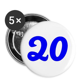 20. 20e ANNIVERSAIRE. ANNIVERSAIRE 20 ANS. 20 ANS. - Lot de 5 grands badges (56 mm) - blanc - Devant