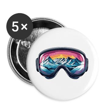 Lunettes de ski Montagnes Ski - Lot de 5 grands badges (56 mm) - blanc - Devant