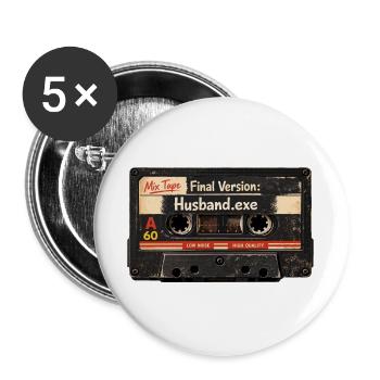 JGA Shirt Groom: Husband.exe Retro Design - Buttons large 2.2''/56 mm (5-pack) - white - Front