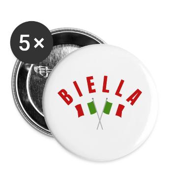 Biella Italienische Flaggen - Buttons groß 56 mm (5er Pack) - Weiß - Vorne