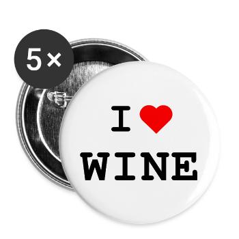 I love Wine - Ich liebe Wein - Buttons groß 56 mm (5er Pack) - Weiß - Vorne