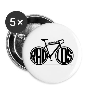 Fahrrad - Niemals radlos - Buttons groß 56 mm (5er Pack) - Weiß - Vorne