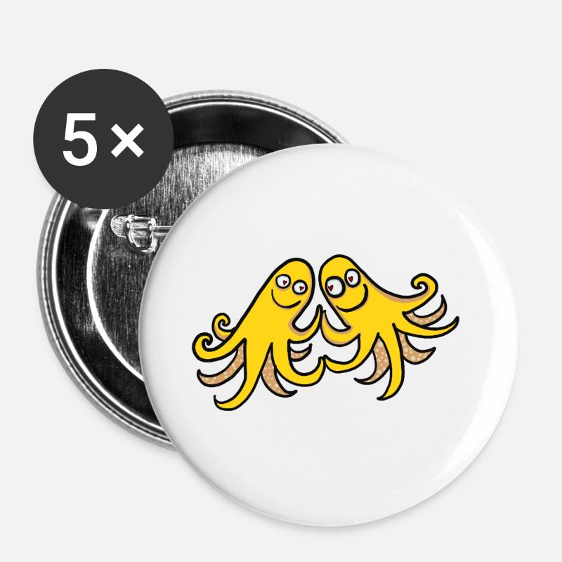 Dancing Octopuses - Buttons large 2.2''/56 mm (5-pack) - white