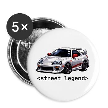 JDM Street Legende der 90er Jahre - Buttons groß 56 mm (5er Pack) - Weiß - Vorne