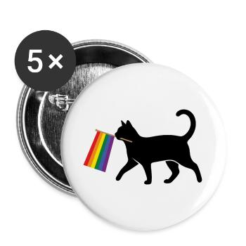 Pride Month LGBT -  Ally Cat - Buttons large 2.2''/56 mm (5-pack) - white - Front