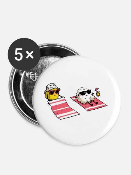 Der Sommer naht - Buttons groß 56 mm (5er Pack) - Weiß