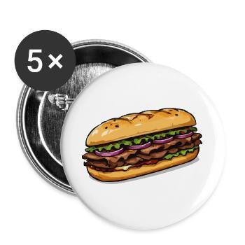 Sandwich illustration - Buttons large 2.2''/56 mm (5-pack) - white - Front