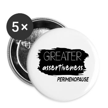 Größere Durchsetzungsfähigkeit in der Perimenopause - Buttons groß 56 mm (5er Pack) - Weiß - Vorne