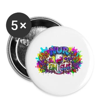 Nur ein Glas – bunte Weinkunst - Buttons groß 56 mm (5er Pack) - Weiß - Vorne