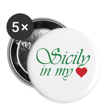 Sicily in my Heart - Buttons large 2.2''/56 mm (5-pack) - white - Front