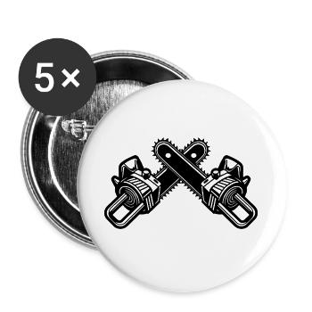 Tronçonneuses croisées - Lot de 5 grands badges (56 mm) - blanc - Devant
