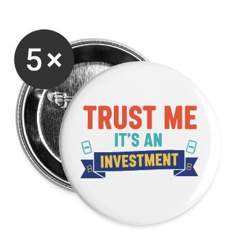 Trust Me Its An Investment Trading Card Collector - Buttons groß 56 mm (5er Pack) - Weiß - Vorne