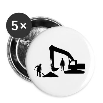 Équipe de camions-benne – Ouvriers des sables - Lot de 5 grands badges (56 mm) - blanc - Devant