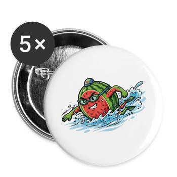 Éclaboussures de pastèque, ambiances de piscine d’été, mesdames - Lot de 5 grands badges (56 mm) - blanc - Devant