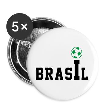 Brasil College Schriftzug Fussball Shirt - Buttons groß 56 mm (5er Pack) - Weiß - Vorne