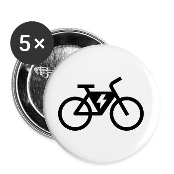 E-bike, E-Biker, Fahrradtour - Buttons groß 56 mm (5er Pack) - Weiß - Vorne