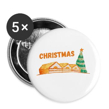 Christmas Village - Buttons large 2.2''/56 mm (5-pack) - white - Front