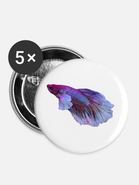 Bunter Betta Traum - Buttons groß 56 mm (5er Pack) - Weiß