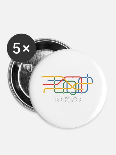 Tokioter Metro-Design - Buttons groß 56 mm (5er Pack) - Weiß