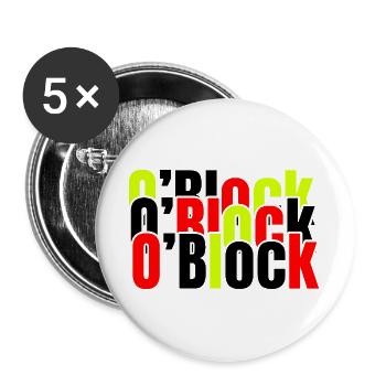 Neonblock-Typografie in Rot & Limette - Buttons groß 56 mm (5er Pack) - Weiß - Vorne