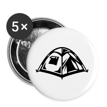 Camping Kuppelzelt Symbol Schwarz - Buttons groß 56 mm (5er Pack) - Weiß - Vorne