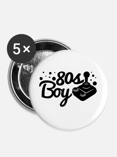 80er Junge - Buttons groß 56 mm (5er Pack) - Weiß
