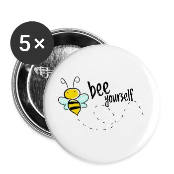 Bee Yourself Bee Saying T-Shirt - Buttons large 2.2''/56 mm (5-pack) - white - Front
