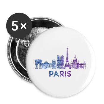 Croquis de la silhouette de Paris - Lot de 5 grands badges (56 mm) - blanc - Devant
