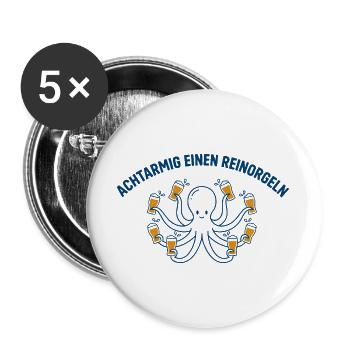 Achtarmig Einen Reinorgeln Oktopus Bier Design - Buttons groß 56 mm (5er Pack) - Weiß - Vorne