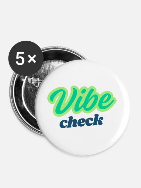 Vibe Check Neon Script - Buttons groß 56 mm (5er Pack) - Weiß