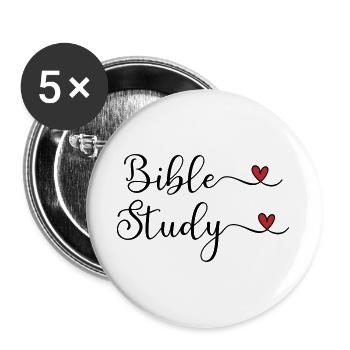 Bible Study Heart Design - Buttons large 2.2''/56 mm (5-pack) - white - Front