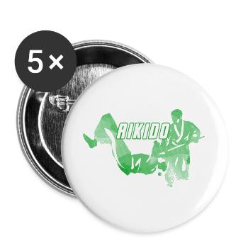 Aikido Nage No Jo Woman Silhouette Green Design - Buttons large 2.2''/56 mm (5-pack) - white - Front