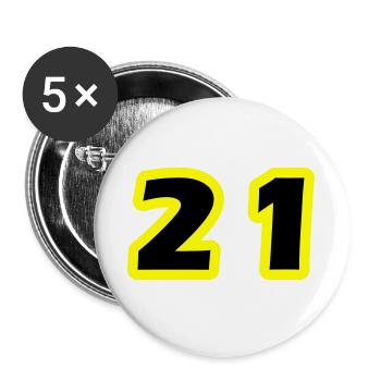 21 Zahl symbol - Buttons groß 56 mm (5er Pack) - Weiß - Vorne