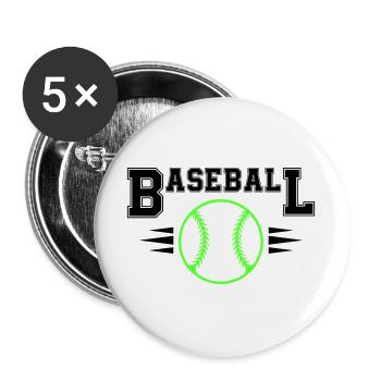 Neon Baseball Ball with Illuminated Stitches - Buttons large 2.2''/56 mm (5-pack) - white - Front