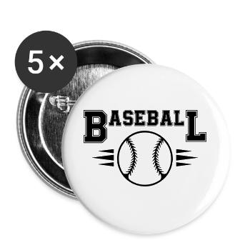 Baseball - Buttons groß 56 mm (5er Pack) - Weiß - Vorne