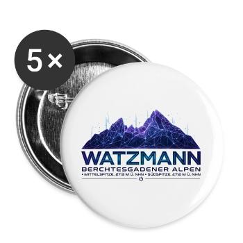 Watzmann Cyberpunk Silhouette | Neon Future  - Buttons groß 56 mm (5er Pack) - Weiß - Vorne