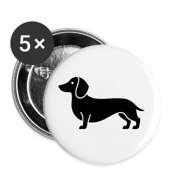 Dackel - Buttons groß 56 mm (5er Pack) - Weiß - Vorne