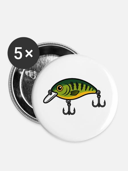 Köderfisch Crankbait Neon Grün - Buttons groß 56 mm (5er Pack) - Weiß
