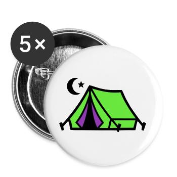 Camping Zelt Mond Grafik - Buttons groß 56 mm (5er Pack) - Weiß - Vorne