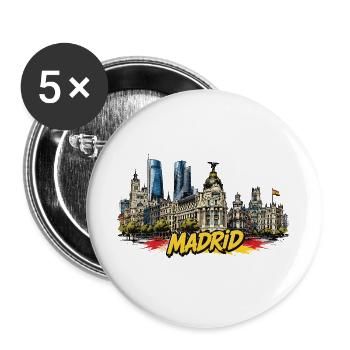 Madrid Graffiti Skyline - Buttons groß 56 mm (5er Pack) - Weiß - Vorne