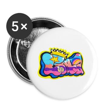 LINA GRAFFITI-NAME FÜR KIND - Buttons groß 56 mm (5er Pack) - Weiß - Vorne