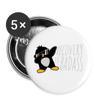 Recovery Is Badass Pinguin Dabbing Dab Dance Pose - Buttons groß 56 mm (5er Pack) - Weiß - Vorne