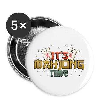 It's Mahjong Time Mahjong Game Social Club - Buttons large 2.2''/56 mm (5-pack) - white - Front