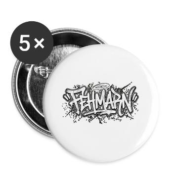 Fehmarn Graffiti Oldschool Hip Hop - Buttons groß 56 mm (5er Pack) - Weiß - Vorne
